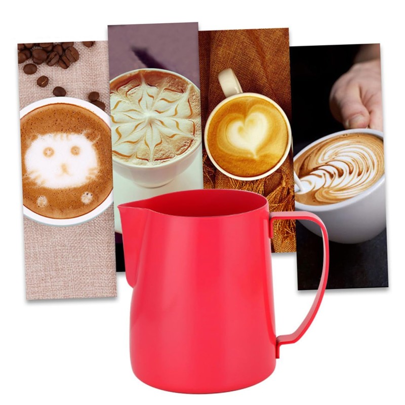 ULTECHNOVO Non Stick Stainless Steel Milk Pourer for Red Frothing