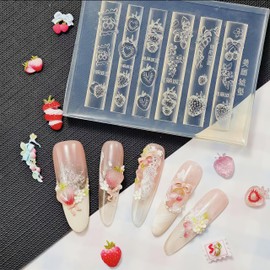 3D Strawberry Nail Mold Silicone Tools Nails Charms Resin Molds Art for Accessories Supplies