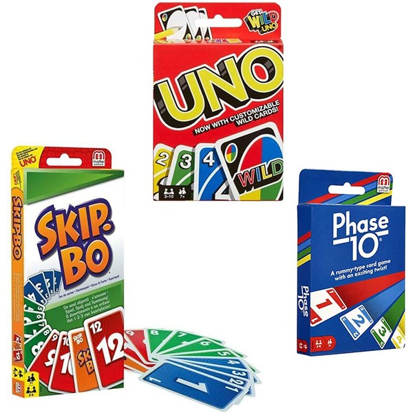 Mattel Card Game Set (Skip Bo, Uno & Phase 10)
