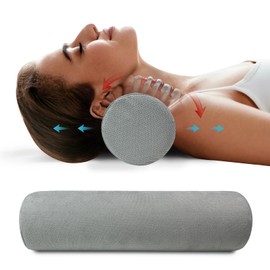 JOYENERGY Cervical Neck Roll Foam Pillow, Round Neck, Support for Sleeping, Bolster Pillow for Bed, Legs, Back and Yoga, 4.7 Inch Diameter x 17 Inches Long