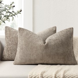 ZWJD Cushion Cover 40 x 60 cm, Set of 2 Chenille Cushion Covers, Sofa Cushion Covers, Khaki, Decorative Cushion, Soft Sofa Cushion Cover for Couch, Bed and Living Room, Home Decoration, Luxury