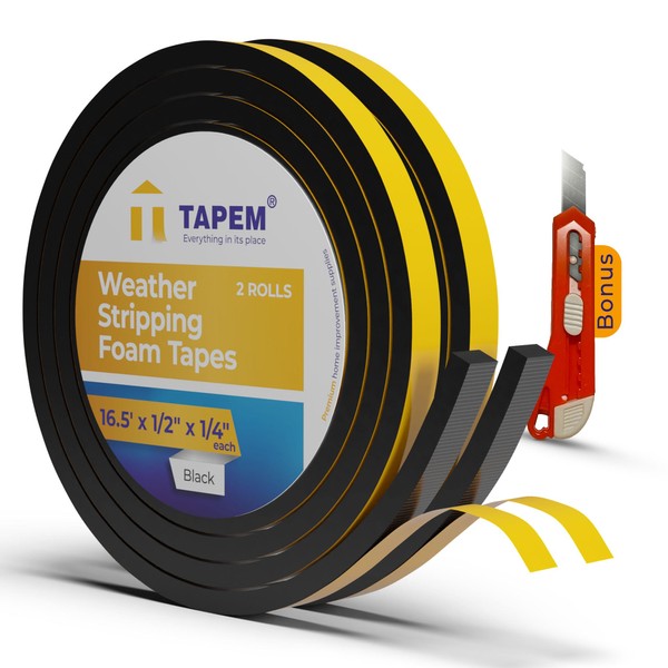 TAPEM Weather Stripping Door Seal 33 ft - 2 Rolls