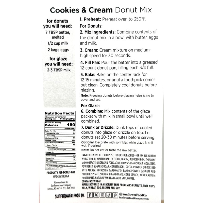 Rabbit Creek Cookies and Cream Donuts Mix – With Vanilla