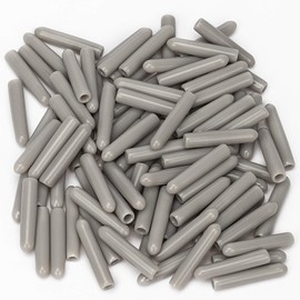 OIIKI 100 PCS Universal Dishwasher Rack Tine Prong Repair End Cover Caps, Flexible Vinyl Extra Long 1 inch Anti Slip Round Tips-Gray