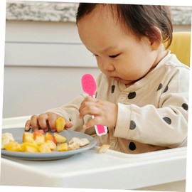 2 Pre-Spoon Set, Self-Feeding Training Utensils, Teething Relief Spoons (Turquoise)