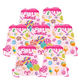 CC HOME 12 Pack Lollipop Drawstring Party Bags,Sweet Candy Gift Treat Bags for Kids Girls Boys Birthday Party, Lollipop Theme Baby Decorations, 10.6 x 13.4inches