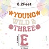 Young Wild & Three Banner - Three Groovy Birthday Decor,
