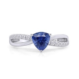 AFFY 1 1/4 Carat Simulated Tanzanite & White Sapphire Infinity Womens Ring In 14k White Gold Over Sterling Silver (1.25 Cttw) Ring Size- 6