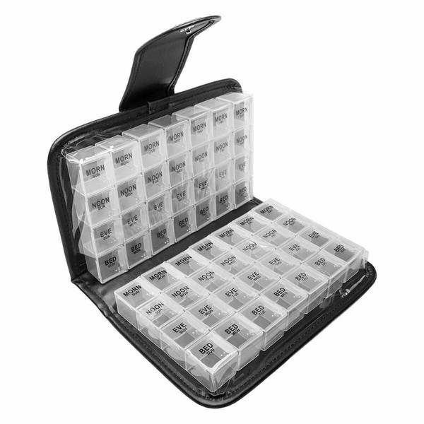 Large pill box, 14 days, morning, noon, evening, pill box,