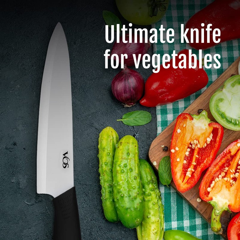 Vos Ceramic Chef Knife 8 Inch with Protection Cover –