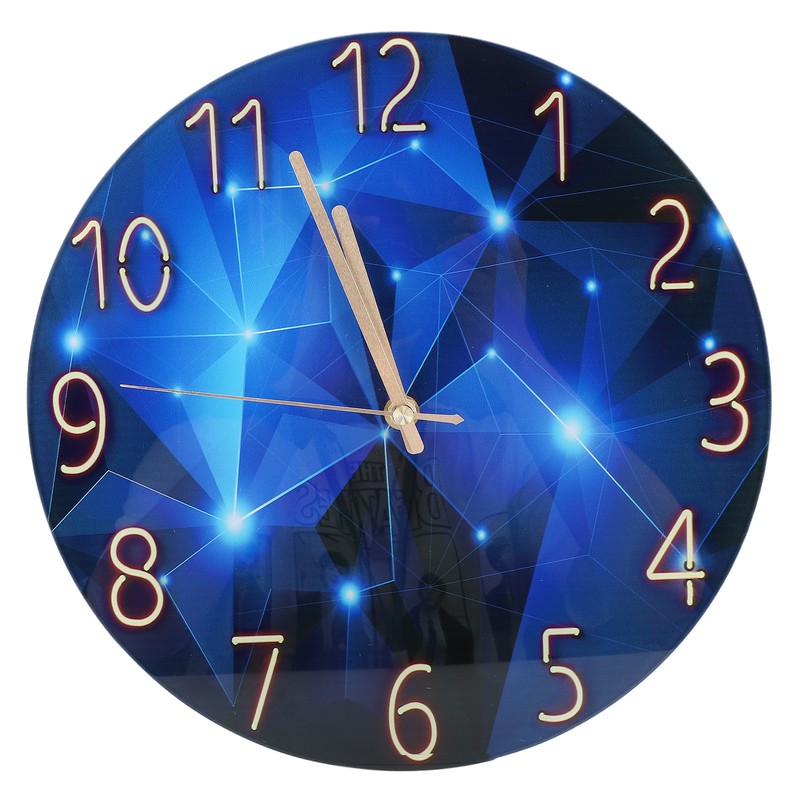 30cm Glass Blue Wall Clock for Living Room Decor Silent