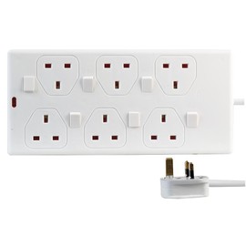 Pro Elec PEL00029 6 Way Individually Switched Extension Lead, 2 m, White