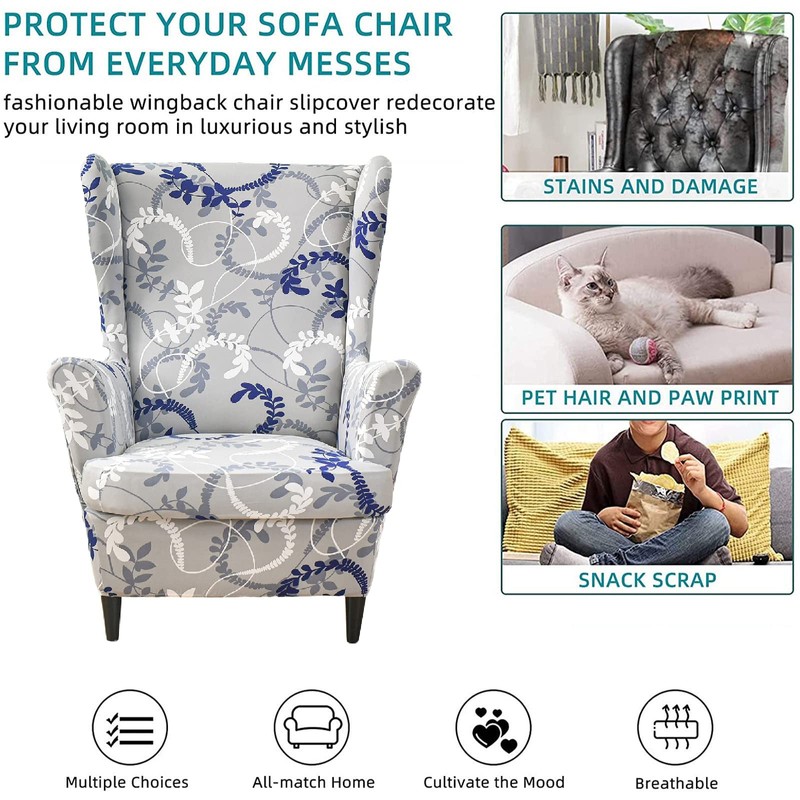 KRFOONN Wingback Chair Covers Slipcovers 2 Piece Stretch Wing Chair