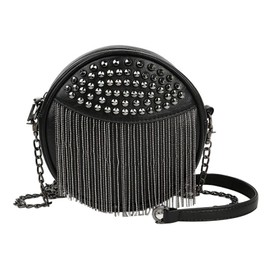 MEGAUK Mini Niet Handtasche Kette Fransen Umhängetasche Cross Body Taschen Elegante Kettentasche Punk Clutch Bag Abendtasche mit Kette Riemen Metall Schultergurt