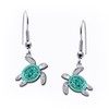 Sea Turtle Dangle Earrings with Green Vitreous Enamel, Crafted in