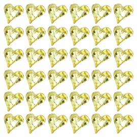 MECCANIXITY 40 Pcs 3D Heart Light Yellow Nail Rhinestones 12x13mm K9 Glass Crystal Rhinestones Pointed Back Crooked Heart Gems for Nail Charm Art DIY Decoration Craft