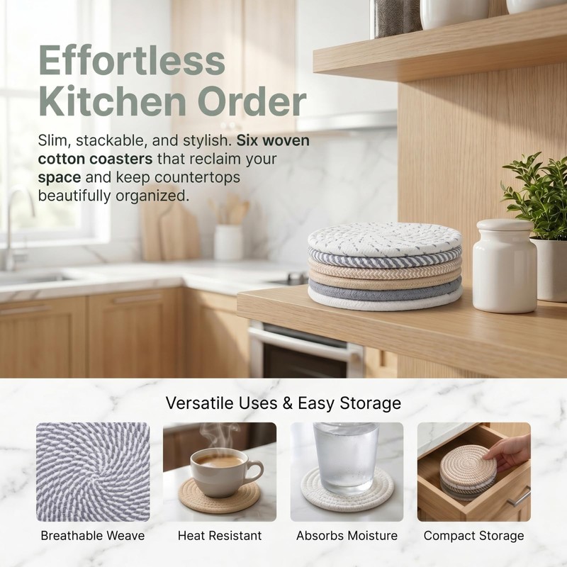 LUUTUUORA 6 Pcs Trivets Set for Hot Dishes, Heat Resistant