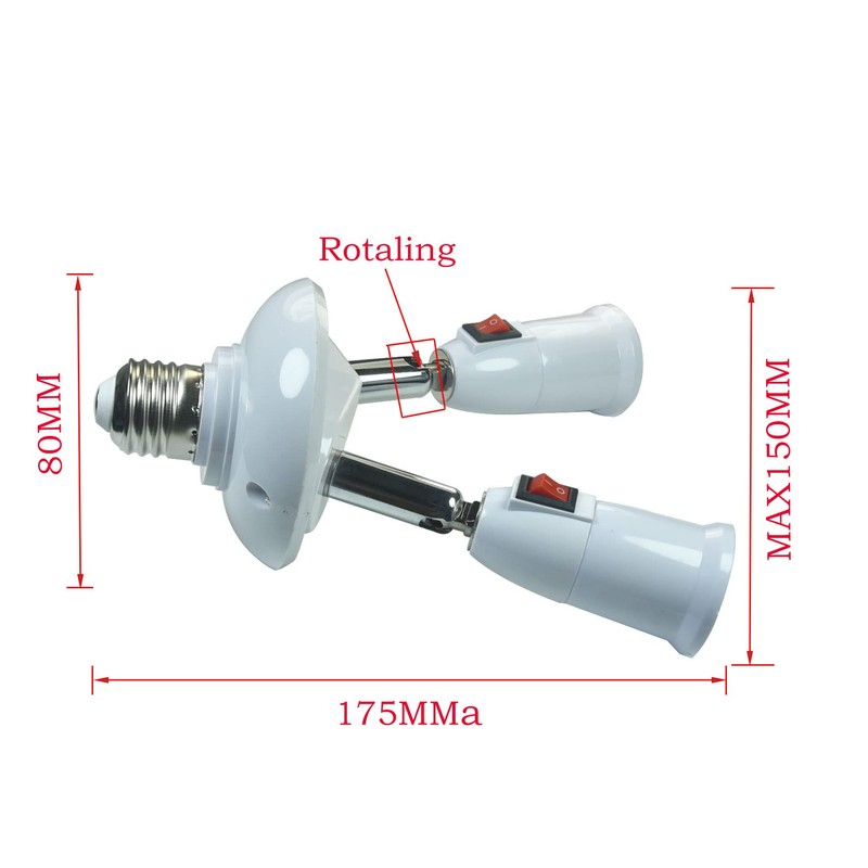 YCSSSD 2 in 1 E26/ E27 Light Socket Splitter Adapter,