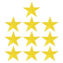 PATIKIL Star Iron-on Patches, 10 Pcs Sew on Star Embroidered Patches Appliques Embellishments for Clothing Jackets Hat Backpack Repairing Decorations, Yellow, 3" x 2.8"