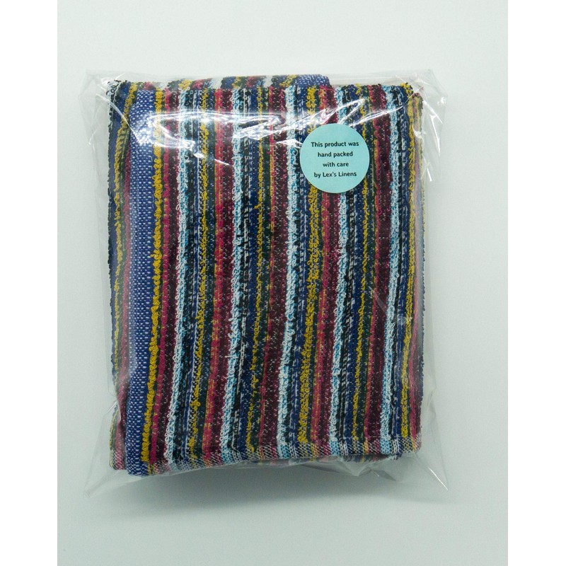 Lex's Linens Pack of 2 Eco-Friendly Multi Stripe Recycled Yarn