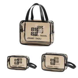 Transparent Cosmetic Bag, Carry-on Travel Zipper Pouch, 3-Piece Waterproof Cosmetic Bag, Clear Cosmetic Bag, Waterproof Bag, Suitable for Air Travel, Bathroom (Grey), gray