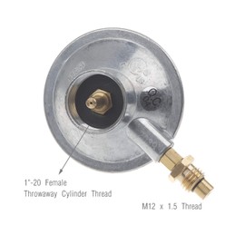 Timsec Propane Gas Pressure Regulator for Table Top BBQ Grill, with M12 Thread Outlet and Orifice, Compatible with 1"-20 Female Throwaway Cylinder, Backyard Grill, BHG and Uniflame Models, PTFE Tape