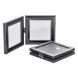 Nicola Spring Folding 2-Photo Frames - Fits Photo Size 4 x 4 (10 x 10cm) - Pack of 2 - Black Picture Frame Small Square Photo Frame with Stand Freestanding Photo Certificate Display Poster Frame