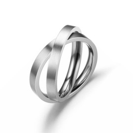 COLORFUL BLING Double Interlocking Rolling Rotating Band Rings for Women Men Stainless Steel Stacking Spinner Rings Relieving Stress Anxiety Fidget Jewelry-silver9