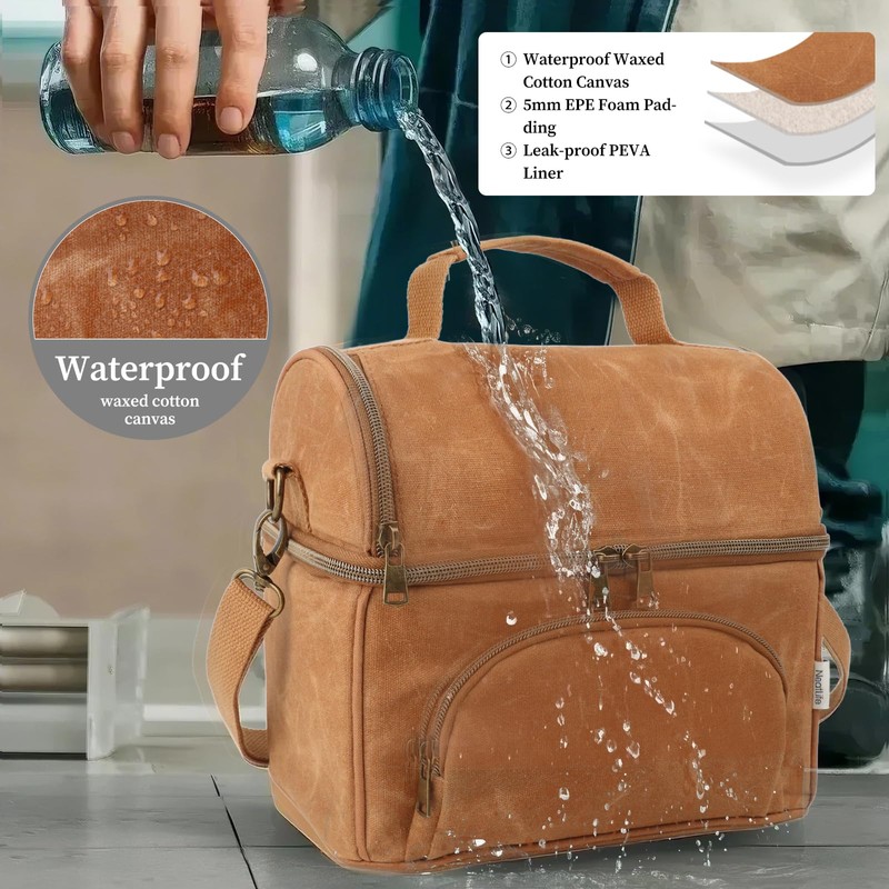 neatlife Lunch Box For Men with 2 XL icepacks,Sturdy Waxed