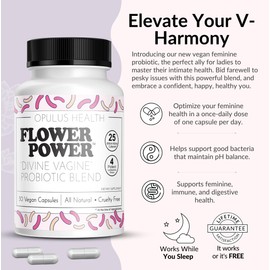 Flower Power 'Divine Vagine' Blend - 30 ct for Balance Urinary Tract Infection, V Health Support for Women