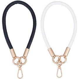 SUNNYCLUE 4Pcs Wristlet Bracelet Keychains Leather Keychain Wristlets Leather Wristlet Keychain Key Ring Bracelet Wrist Lanyard Black White Key Chain for Women Mens Bags Purse Car Keys Decorations