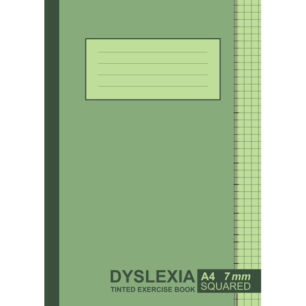 Dyslexia Tinted Exercise Book A4: 7mm Squared Green Graph Paper