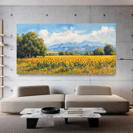 Canvas Oversized Wall Art Decor Large Wall Art Pictures for Living Room Canvas Art Wall Decor Mountain Wildflowers Wall Art Prints Landscape Artwork for Walls Bedroom Home Aesthetic Wall Art Decor 29"X58"