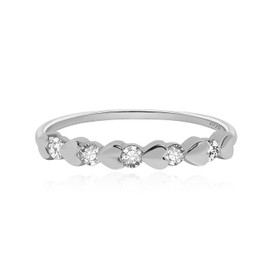 Heart Diamond Rings for Women Stacking Wedding Band Rings Sterling Silver Half Eternity Stackable Statement Ring Size Adjustable, Silver, K
