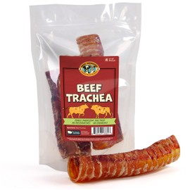 Pack Approved Beef Trachea - Dehydrated Beef Dog Treats Made in USA - Single Ingredient Treat w/Chondroitin & Glucosamine - Dog Joint Health for Small to Medium Breeds - 5-6" (4ct)