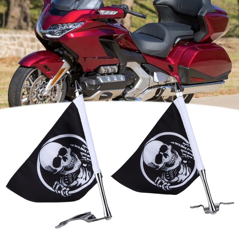 Trunk Lid Flagpole Mount Kit with Skull Flag L R