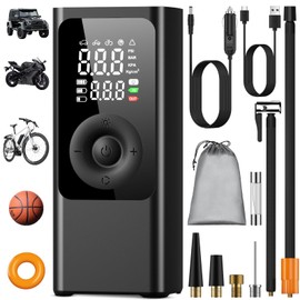 Tyre Inflator Portable Air Compressor Car Tyre Pump, 10000mAh Dual Power Supply 150PSI Tyre Inflator Cordless Digital Dual Values Display tyre Pump for Car Motorcycle Bike Ball