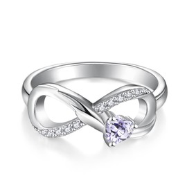 STARCHENIE Infinity Promise Ring 925 Sterling Silver Angel Wings Heart Alexandrite Ring for Women Size 10