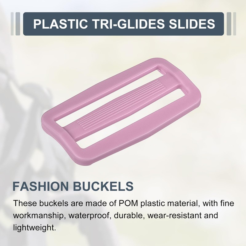 sourcing map 25Pcs Plastic Slide Buckle, 1 1/2" Tri-Glides Slides,