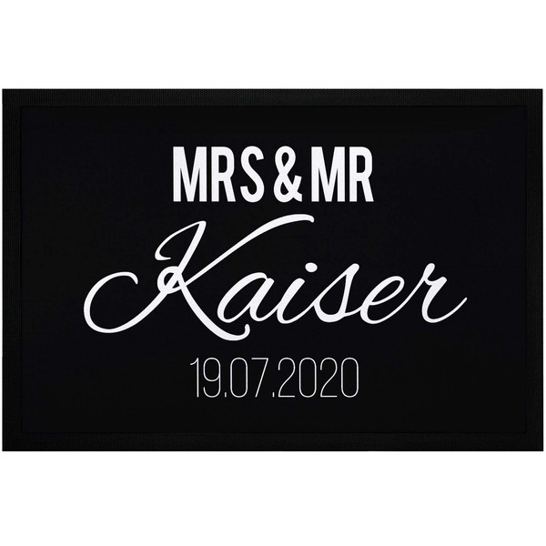 SpecialMe® Doormat Mrs & Mr Last Name Name Date Personalised