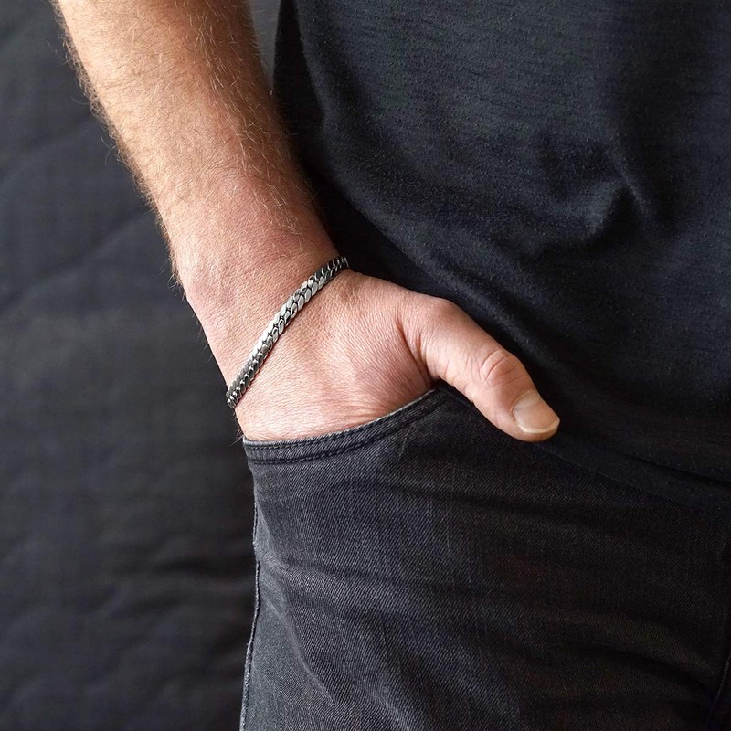 Materia Men's Curb Chain Bracelet 925 Sterling Silver Men's Jewellery