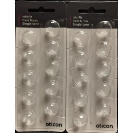 Oticon 2 Packs Oticon miniFit 6mm Bass Single Vent Domes For Hearing Aids. 20 Total.