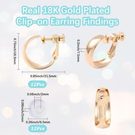 Beebeecraft 1 Box 12Pcs Clip On Earring Converters 18K Gold Plated Brass Screw Non-pierced Clip-on Earring Findings Components with 12Pcs Ear Pads for Diy Gift Making