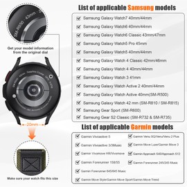 ANCOOL for Garmin Vivoactive 5/3/Forerunner 55/165/245 Watch Bands, 20mm Nylon Watch Band for Venu Sq/Venu 2 Plus/Sq 2 Bands for Galaxy Watch 7/6/5/4/FE 40mm 44mm, Black/Green