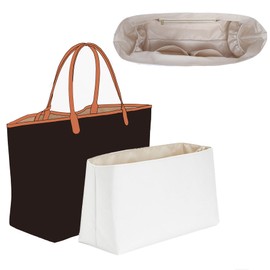 OAikor Purse Organizer Insert for Saint Louis GM Organizer, Water Resistant Lightweight ST Louis Tote Bag Insert with Durable Zipper and Elastic Cup Holder, Women's Bags Shaper Divider(GM, Beige)