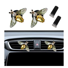 Augeny 2PCS Bling Bee Air Vent Clips, Cute Crystal Car Air Fresheners Vent Clips, Rhinestone Diamond Auto Diffuser Vent Clip for Women Girls, Car Interior Decor Accessories (Bee, Green)