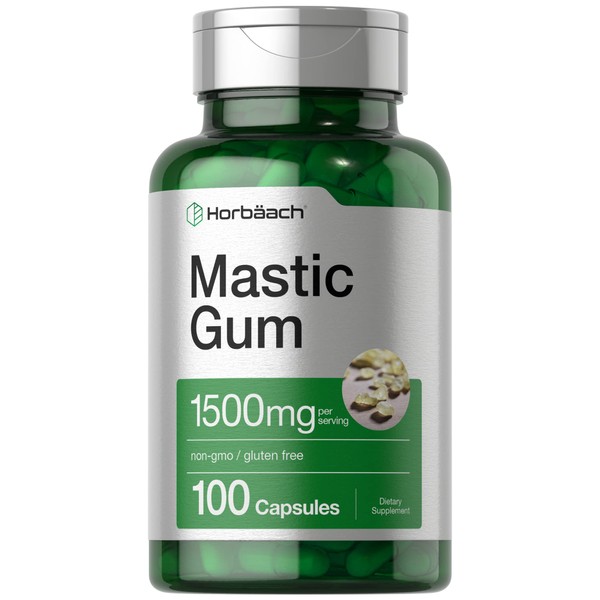 Mastic Gum Capsules 1500mg 100 Count | Non-GMO & Gluten Free | by Horbaach