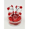 Teddy Bear Couple Glass Crystal Ornament - Red Colour HG19077