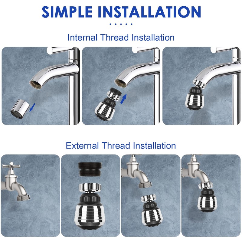 VIPMOON Kitchen Faucet Aerators, 2 Pack 360 Swivel Kitchen Sink