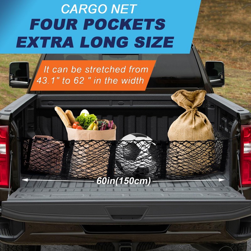 Cargo Net for Pickup Truck Bed 59 ×11.8 inch Adjustable
